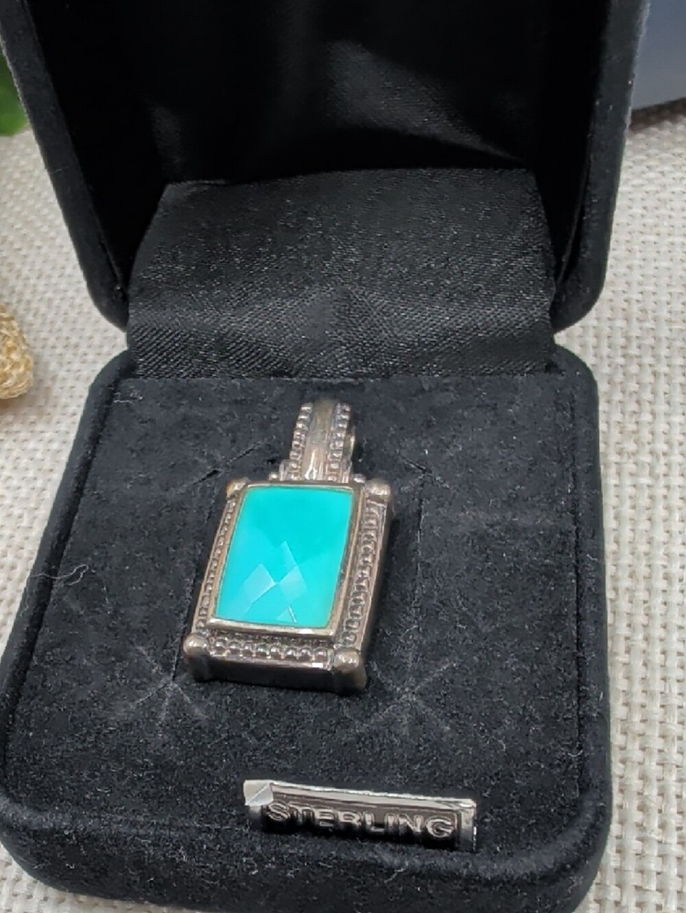 Whitney Kelly WK 925 Sterling Silver Turquoise Doublet Pendant Estate - Picture 11 of 17